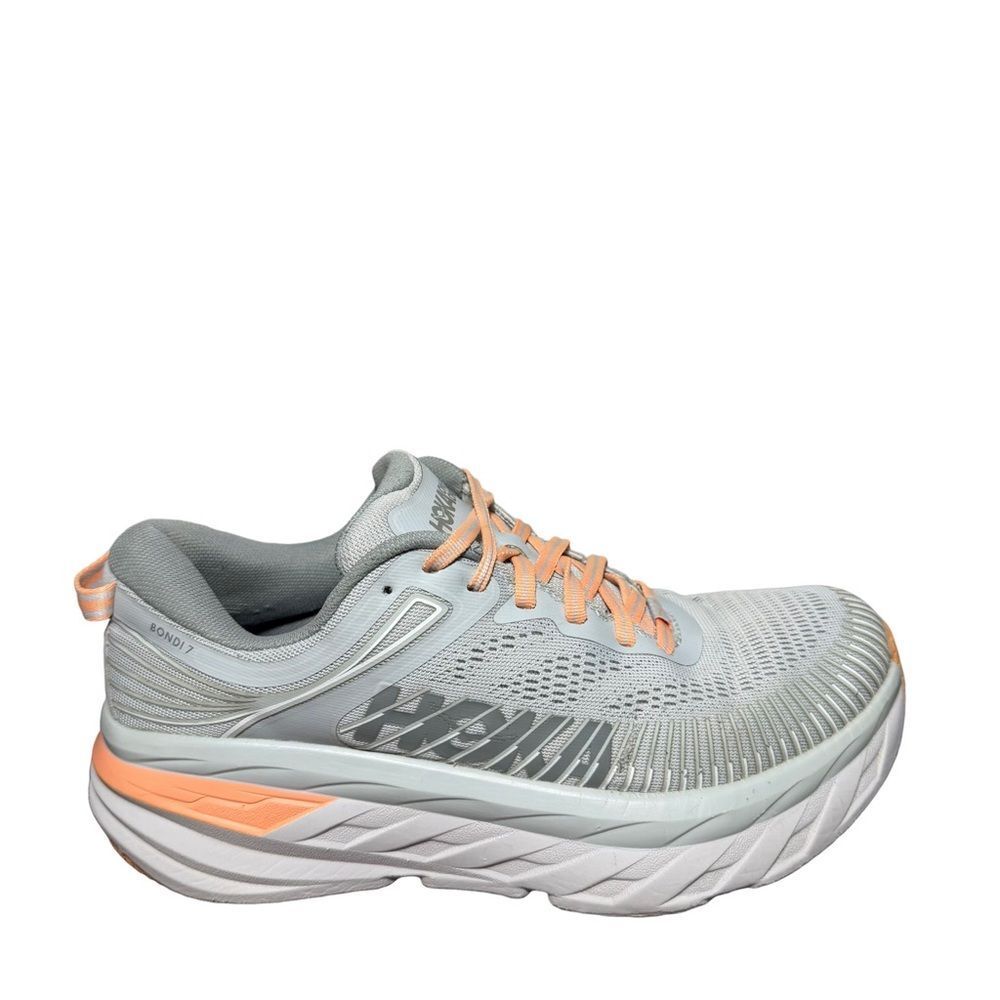 Hoka Women's Bondi 7 Running Shoes - Gray and Orange wide size 7.5 D